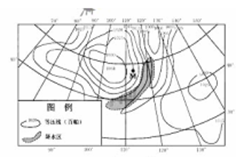 图是某区域某时地面天气简图。读图回答下列各题。小题1:图中M地的风向是A.东北B.东南C.西北D.西南小题2:产生图示区域降水的天气系统是A.气旋 B反气旋 C 图是某区域某时地面天气简图。读图回答下列各题。小题1:图中M地的风向是A.东北B.东南C.西北D.西南小题2:产生图示区域降水的天气系统是A.气旋 B反气旋 C