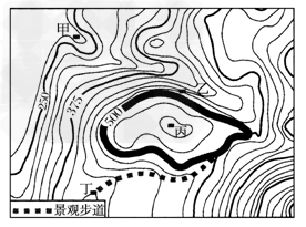 下图为某地的等高线地形图,图中最粗线之内的范围图上面积约为6平方厘米,而其实际地表面积约为15000平方米,丙地位于40°N,117°E,读图回答1 下图为某地的等高线地形图,图中最粗线之内的范围图上面积约为6平方厘米,而其实际地表面积约为15000平方米,丙地位于40°N,117°E,读图回答1