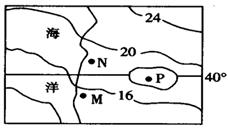 下图所示为一假想地区某月等温线分布,图中P处因受地形影响气温出现异常。读图完成6~7题。小题1:若图中闭合等值线的值为20℃时,P处叙述不正确为:A.地形为山地 下图所示为一假想地区某月等温线分布,图中P处因受地形影响气温出现异常。读图完成6~7题。小题1:若图中闭合等值线的值为20℃时,P处叙述不正确为:A.地形为山地