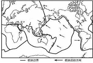 读“六大板块示意图”,完成下列问题:(6分)六大板块中,几乎全部是海洋的是________板块。板块与板块交界的地带,地壳运动比较活跃,多火山和__ 读“六大板块示意图”,完成下列问题:(6分)六大板块中,几乎全部是海洋的是________板块。板块与板块交界的地带,地壳运动比较活跃,多火山和__