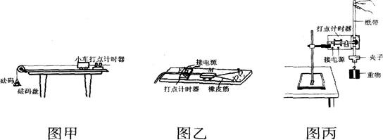 下列几个图分别是探究“功与物体速度变化的关系”实验、“探究加速度与物体质量、物体受力的关系”的实验和“验证机械能守恒定律”实验装置图。其中探究“功和物体速度变化 下列几个图分别是探究“功与物体速度变化的关系”实验、“探究加速度与物体质量、物体受力的关系”的实验和“验证机械能守恒定律”实验装置图。其中探究“功和物体速度变化