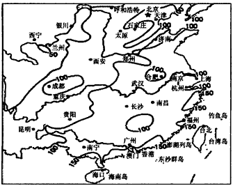 读下图和材料,回答问题。 我国气象部门规定,日降水量大于50mm称为暴雨,100~200mm称为大暴雨,大于200mm称为特大暴雨。下图为我国部分 读下图和材料,回答问题。 我国气象部门规定,日降水量大于50mm称为暴雨,100~200mm称为大暴雨,大于200mm称为特大暴雨。下图为我国部分