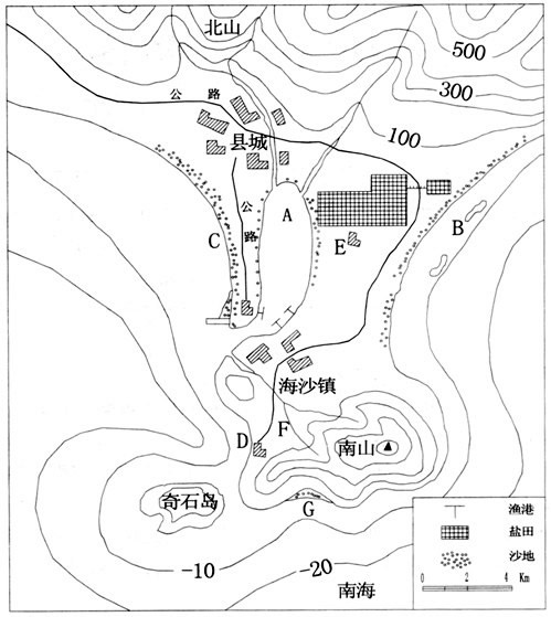 下图是某区域的示意图,北回归线从本区北部花岗岩和变质岩山区穿过,中部为海积平原,南部为花岗岩丘陵,奇石岛上怪石林立,区内人口约28万,县城距最近的大 下图是某区域的示意图,北回归线从本区北部花岗岩和变质岩山区穿过,中部为海积平原,南部为花岗岩丘陵,奇石岛上怪石林立,区内人口约28万,县城距最近的大