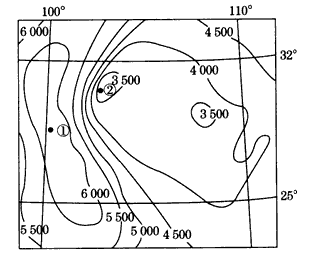 下图是“某区域太阳年辐射总量等值线图”。据此回答1~2题。 1、①、②两地太阳年辐射总量的最大差值R可能 下图是“某区域太阳年辐射总量等值线图”。据此回答1~2题。 1、①、②两地太阳年辐射总量的最大差值R可能