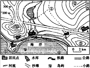 下图为我国东部沿海某地等高线分布示意图,图中A、B、C、D、E为该地的5个小村庄。读图回答下列问题。 图示区域内最高点的 下图为我国东部沿海某地等高线分布示意图,图中A、B、C、D、E为该地的5个小村庄。读图回答下列问题。 图示区域内最高点的