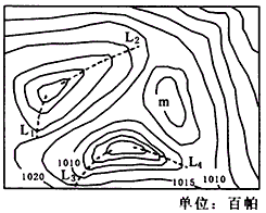 读亚欧大陆局部地区等压线分布图,回答1—2题。 1、若图中m所在的天气系统水平气流呈顺时针方向流动,则等值线m的数值可能为[ 读亚欧大陆局部地区等压线分布图,回答1—2题。 1、若图中m所在的天气系统水平气流呈顺时针方向流动,则等值线m的数值可能为[