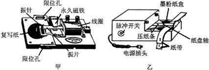 打点计时器是高中物理中重要的实验仪器,下图中的甲、乙两种打点计时器是高中物理实验中常用的,请回答下面的问题:图乙是_______(填“电磁”或“电 打点计时器是高中物理中重要的实验仪器,下图中的甲、乙两种打点计时器是高中物理实验中常用的,请回答下面的问题:图乙是_______(填“电磁”或“电