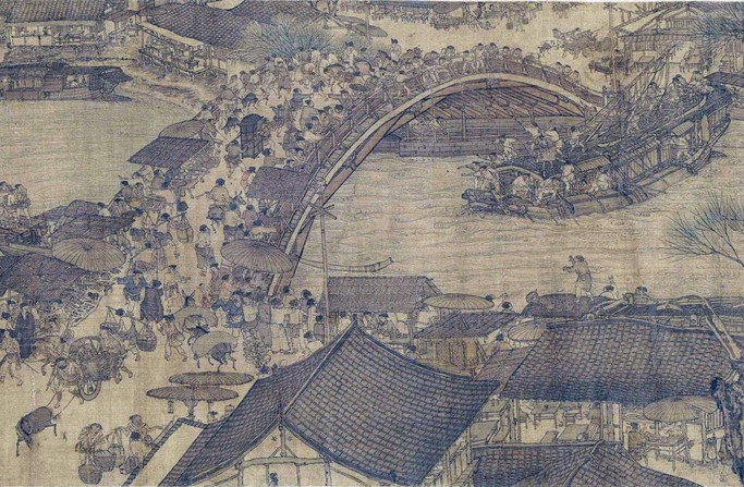 下面是《清明上河图》局部图片,请看图回答问题。①此图描绘的是哪个朝代的景象?__________________________ 下面是《清明上河图》局部图片,请看图回答问题。①此图描绘的是哪个朝代的景象?__________________________