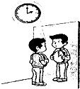 如图所示,小赵同学手拿时钟站在平面镜前,则A.时钟指示的时间是10点正B.小赵同学离平面镜越远,像越大C.时钟指示的时同是2点正D.小赵同学离平面镜越远