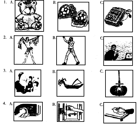 听录音,找出与所听内容相符的图画。1. _____ 2. _____ 3. _____ 4. _____ 5. _____ 听录音,找出与所听内容相符的图画。1. _____ 2. _____ 3. _____ 4. _____ 5. _____