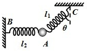 如图所示,质量为m的物体A系于两根轻弹簧l1、l2上,l1的一端悬挂在天花板上C点,与竖直方向夹角为θ,l2水平拉直,左端固定于墙上 魔方格