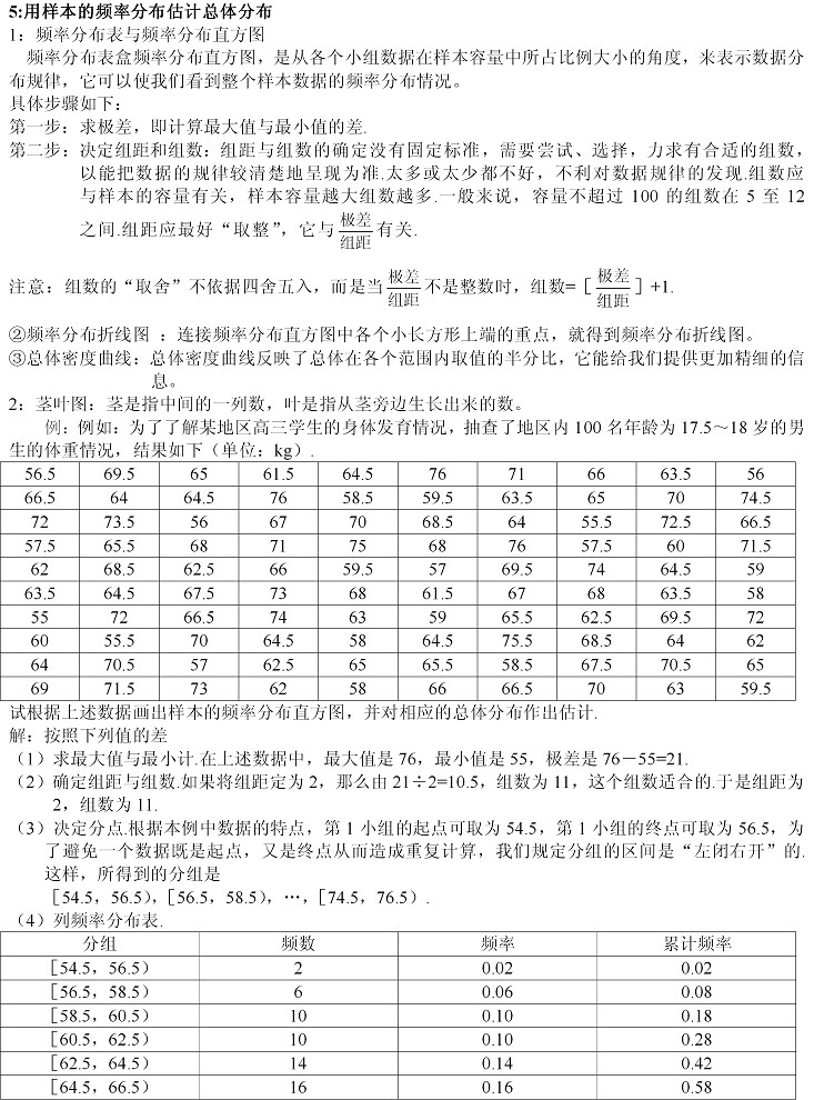 高三总复习统计知识点,高中数学统计相关重点