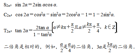 高二数学必修四,三角恒等变换重要考点及知识点归纳