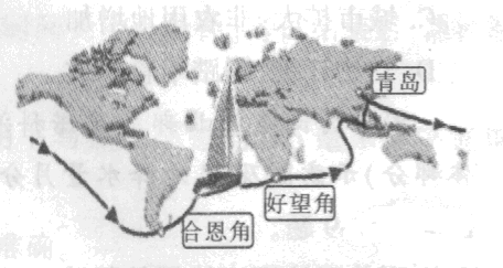 被称为中国环球航行第一人的郭川,驾驶40英尺的“青岛号”帆船,历经138天不间断的航行,于2013年4月5日成功返回青岛。图7为此次郭川环球航海路线示意图,其中 被称为中国环球航行第一人的郭川,驾驶40英尺的“青岛号”帆船,历经138天不间断的航行,于2013年4月5日成功返回青岛。图7为此次郭川环球航海路线示意图,其中