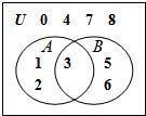 已知三个集合U,A,B及元素间的关系如图所示,则∩B=A.{5,6}B.{3,5,6}C.{3}D.{0,4,5,6,7,8} 魔方格