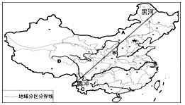 读“我国四大地理区域分布示意图”,完成下列问题: 1、图中A所处的地形区名称是______,这里传统住房以______为主;图中B所处的 读“我国四大地理区域分布示意图”,完成下列问题: 1、图中A所处的地形区名称是______,这里传统住房以______为主;图中B所处的