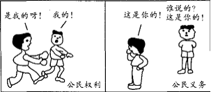小题1:漫画中的人物认为①权利是不可以放弃的,义务有时可以放弃②权利和义务是可以分离的③权利和义务是统一的④要正确地区分权利和义务A 小题1:漫画中的人物认为①权利是不可以放弃的,义务有时可以放弃②权利和义务是可以分离的③权利和义务是统一的④要正确地区分权利和义务A