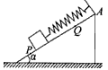 如图所示,倾角为α=60°的斜面上,放一定质量的物体,用k=100N/m的轻质弹簧平行于斜面吊着,物体放在PQ之间任何位置都能处于静止状态,而超过这 如图所示,倾角为α=60°的斜面上,放一定质量的物体,用k=100N/m的轻质弹簧平行于斜面吊着,物体放在PQ之间任何位置都能处于静止状态,而超过这