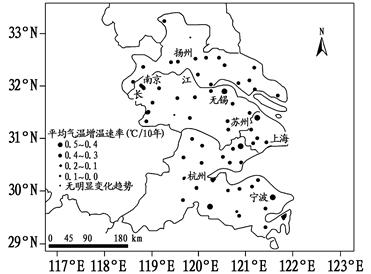 读“1961—2006长江三角洲平均气温增温速率空间分布图”,完成小题。小题1:有关长江三角洲1961—2006年平均气温变化情况,下列叙述正确的是( )A.该 读“1961—2006长江三角洲平均气温增温速率空间分布图”,完成小题。小题1:有关长江三角洲1961—2006年平均气温变化情况,下列叙述正确的是( )A.该