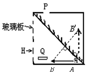 如图甲所示,魔术箱内有一个平面镜,从P处放入一物,箱中不见物体;换从Q处放入,箱中却见两个物体.图乙中A'B'是物体AB在平面镜中的像,根据平面镜成 如图甲所示,魔术箱内有一个平面镜,从P处放入一物,箱中不见物体;换从Q处放入,箱中却见两个物体.图乙中A'B'是物体AB在平面镜中的像,根据平面镜成