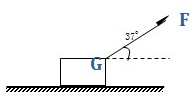 如图所示,重物G=200N,搁放在动摩擦因数μ=0.2的水平面上,被一与水平面成37°角斜向上的拉力作用,沿水平面运动,若这一外力F=100N,求物体受到的合力 魔方格
