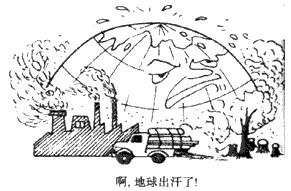 读漫画“啊,地球出汗了”,回答问题。指出该漫画的寓意:____________________。产生上述问题的人为原 读漫画“啊,地球出汗了”,回答问题。指出该漫画的寓意:____________________。产生上述问题的人为原