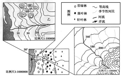 下图为某地区自然景观分布示意图以及P、Q两区域的等高线图。读图回答1~3题。1.引起图示区域植被分布变化的主要原因是 下图为某地区自然景观分布示意图以及P、Q两区域的等高线图。读图回答1~3题。1.引起图示区域植被分布变化的主要原因是