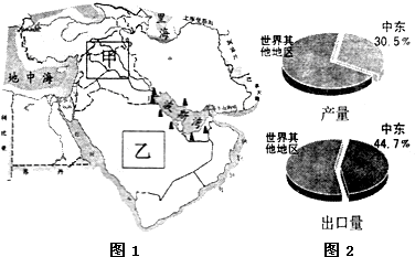 读中东图,回答下列问题.读图1说出中东地区的石油主要分布在______地区.用图2资料,分别说出中东石油的生产、出口情况______.阿拉伯人 魔方格