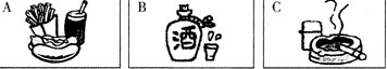 从题中所给的A、B、C三幅图画中选出符合对话内容的图画。( )1. ( )2.( )3.( )4.( )5.( )6. 从题中所给的A、B、C三幅图画中选出符合对话内容的图画。( )1. ( )2.( )3.( )4.( )5.( )6.