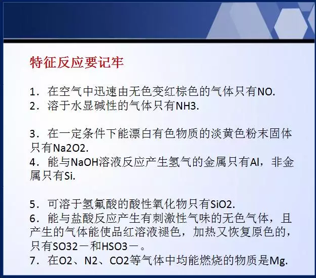 高中化学考试中常考知识点总结