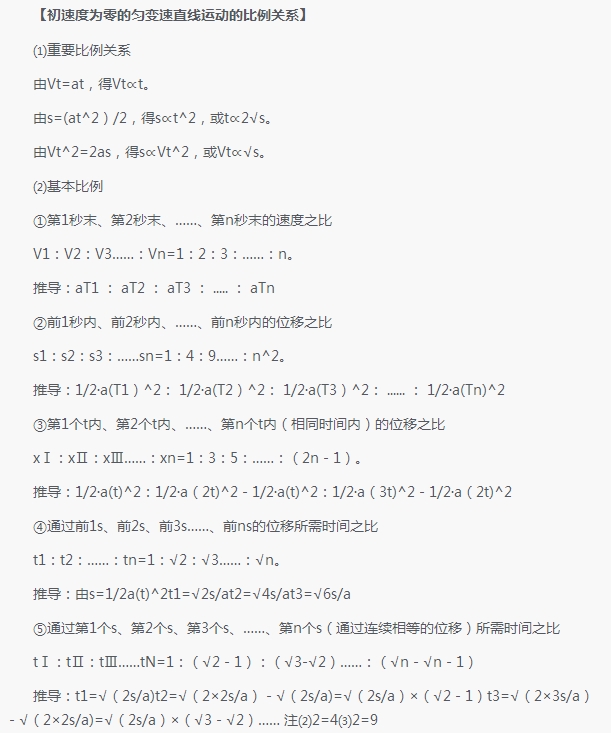 高一上学期期末考,匀变速直线运动规律知识点总结