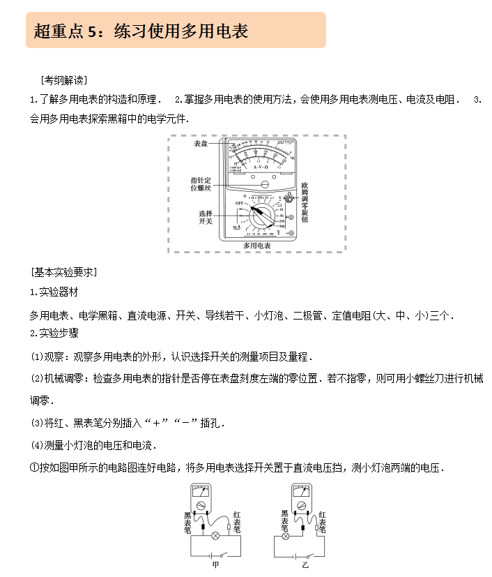 2021高考物理重要考点解析——电学实验
