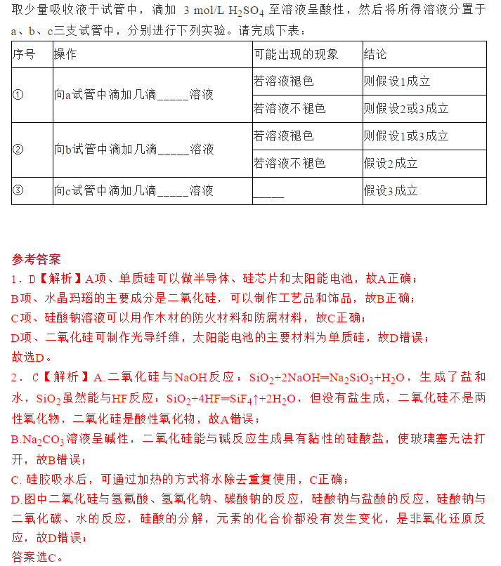 2021年高考化学一轮复习,硅及其化合物考点详解