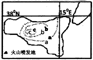 下图中虚线是某岛火山喷发后火山灰厚度等值线,a<b<c,读图完成1—3题。1、该火山喷发时当地最有可能的季节是[ 下图中虚线是某岛火山喷发后火山灰厚度等值线,a<b<c,读图完成1—3题。1、该火山喷发时当地最有可能的季节是[