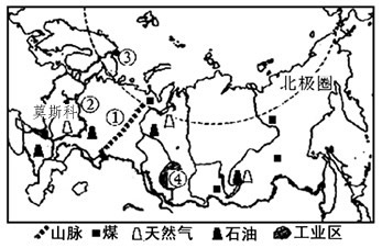 我国政府将2006年定为中国的“俄罗斯年”。下图是“俄罗斯简图”,读图回答下列问题。填写图中数学中所表示的地理事物的名称:①_______ 我国政府将2006年定为中国的“俄罗斯年”。下图是“俄罗斯简图”,读图回答下列问题。填写图中数学中所表示的地理事物的名称:①_______