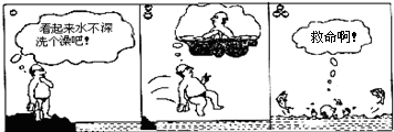 如图漫画系列图中,由于这人不懂光的______知识,水看起来浅,其实很深,因为折射使水底______了. 魔方格