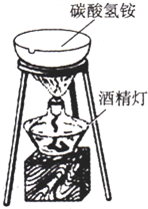取少量碳酸氢铵固体粉末放入蒸发皿中,将蒸发皿放在酒精灯上加热.碳酸氢铵的颜色是______色,状态是______态;从试剂瓶中取用碳酸氢铵所用 魔方格