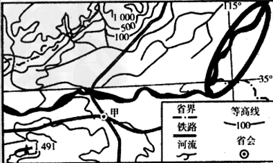 读我国某区域图,并结合图2,回答下列问题。图1中甲城市名称是______。该城市所在地区重要的经济作物和粮食作物分别是______、___ 读我国某区域图,并结合图2,回答下列问题。图1中甲城市名称是______。该城市所在地区重要的经济作物和粮食作物分别是______、___