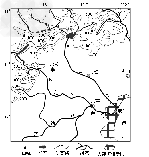 材料一:京津及河北部分地区示意图材料二:天津市宝坻区西北距北京市85千米、南距天津市中心区73千米,东距唐山市105千米,多 材料一:京津及河北部分地区示意图材料二:天津市宝坻区西北距北京市85千米、南距天津市中心区73千米,东距唐山市105千米,多