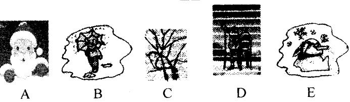 听句子,选择正确的图画。1. _______ 2. _______ 3. _______ 4. _______ 5. _______ 听句子,选择正确的图画。1. _______ 2. _______ 3. _______ 4. _______ 5. _______