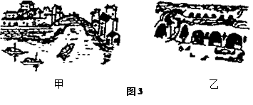 读图3两幅文化景观图,回答1-3题。1.两种文化景观所位于的地形区叙述正确的是………………………………A.甲图位于我国的华北平原 B.乙图位于我国的内 读图3两幅文化景观图,回答1-3题。1.两种文化景观所位于的地形区叙述正确的是………………………………A.甲图位于我国的华北平原 B.乙图位于我国的内