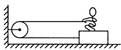 一个重G1=400 N的小孩,蹲在一块重G2=100 N的木块上,用一条绕过光滑定滑轮的轻绳拉住木块,使他和木块处于相对静止一起匀速前进,已知他的拉力F= 一个重G1=400 N的小孩,蹲在一块重G2=100 N的木块上,用一条绕过光滑定滑轮的轻绳拉住木块,使他和木块处于相对静止一起匀速前进,已知他的拉力F=