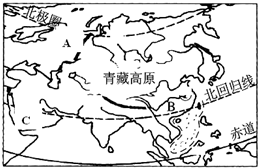 读亚洲图回答:山脉A是______山,它位于亚欧分界线上.C是______半岛,它是世界上最大的半岛.B位于______区(“季风”或“非季风 魔方格