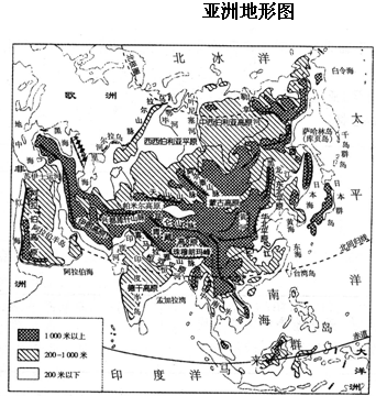 读亚洲地形图,回答问题.与亚洲位于同一大陆的是______洲.下列河流,注入太平洋的是______,注入北冰洋的是______,注入印度洋的是___ 魔方格