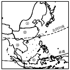 读“亚洲部分地区气候分布图”回答下列问题填写气候类型名称 ①______________ ②______________ 读“亚洲部分地区气候分布图”回答下列问题填写气候类型名称 ①______________ ②______________