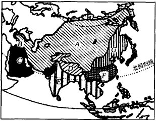 读“亚洲气候类型分布图”,填出图中字母表示的气候类型的名称。A.___________________;B.__________________ 读“亚洲气候类型分布图”,填出图中字母表示的气候类型的名称。A.___________________;B.__________________