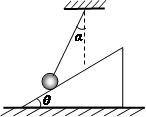 如图所示,光滑斜面静止于粗糙水平面上,斜面倾角θ=30°,质量为m的小球被轻质细绳系住斜吊着静止于斜面上,悬线与竖直方向夹角α=30°,则下列说法正确的是( ) 如图所示,光滑斜面静止于粗糙水平面上,斜面倾角θ=30°,质量为m的小球被轻质细绳系住斜吊着静止于斜面上,悬线与竖直方向夹角α=30°,则下列说法正确的是( )