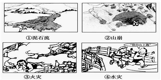 下列四种遇到灾害时的自救方法,不正确的A.①B.②C.③D.④ 下列四种遇到灾害时的自救方法,不正确的A.①B.②C.③D.④