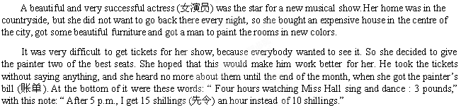 小题1:The actress bought a house in the centre of the city because _______.A.she l 小题1:The actress bought a house in the centre of the city because _______.A.she l