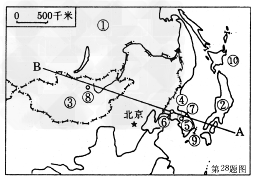 把图中的数字所代表的地理事物名称填在相应的空格里,并回答:国家:① ___② ___③___④ ___⑤ ____。 (2 把图中的数字所代表的地理事物名称填在相应的空格里,并回答:国家:① ___② ___③___④ ___⑤ ____。 (2